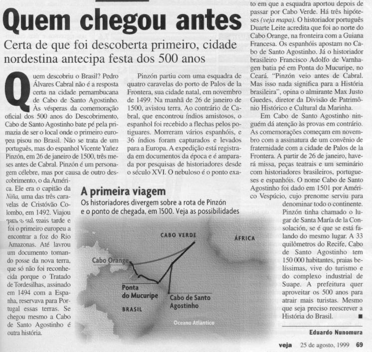 Quem chegou antes (Veja, 25 de agosto de 1999)